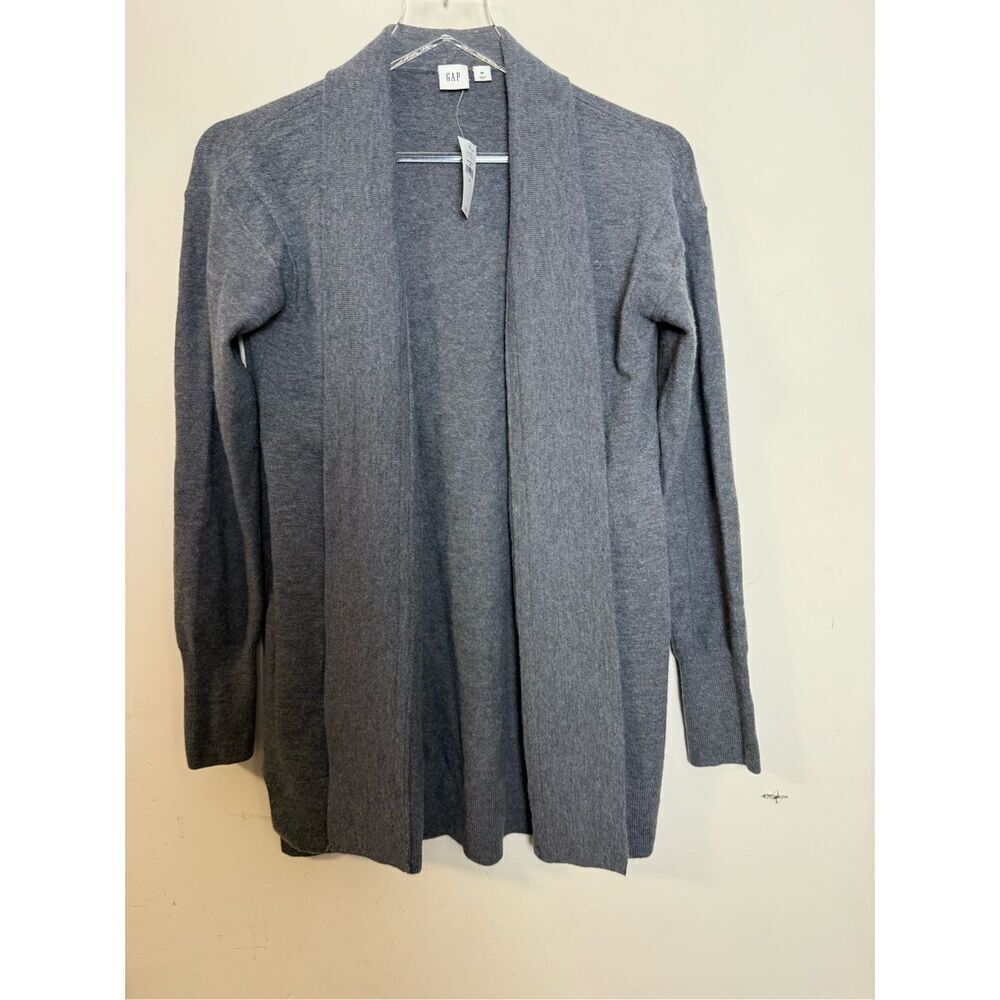 Gap NWT Cardigan Sweater Womens Sz XS long wool blend open front Heather Gray